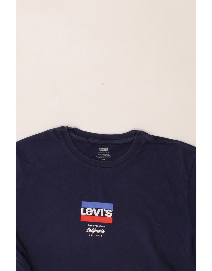 LEVI'S Mens Graphic T-Shirt Top Large Navy Blue Cotton Vintage Levi's and Second-Hand Levi's from Messina Hembry 