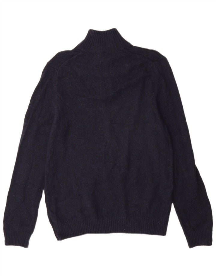 Maglione da uomo Marks & Spencer con zip e collo in lana d'agnello medio blu navy