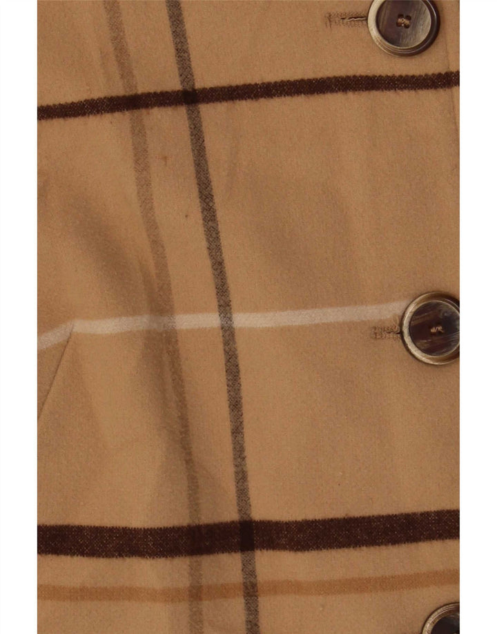 Cappotto da donna Marks & Spencer UK 8 piccolo poliestere a quadri beige
