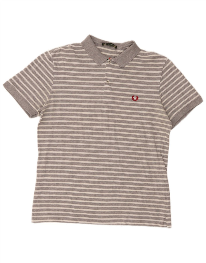 Polo da uomo Fred Perry 2XL in cotone a righe grigie