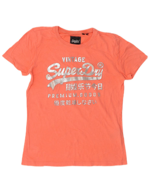 T-shirt grafica da donna Superdry Top UK 10 Small Arancione Cotone