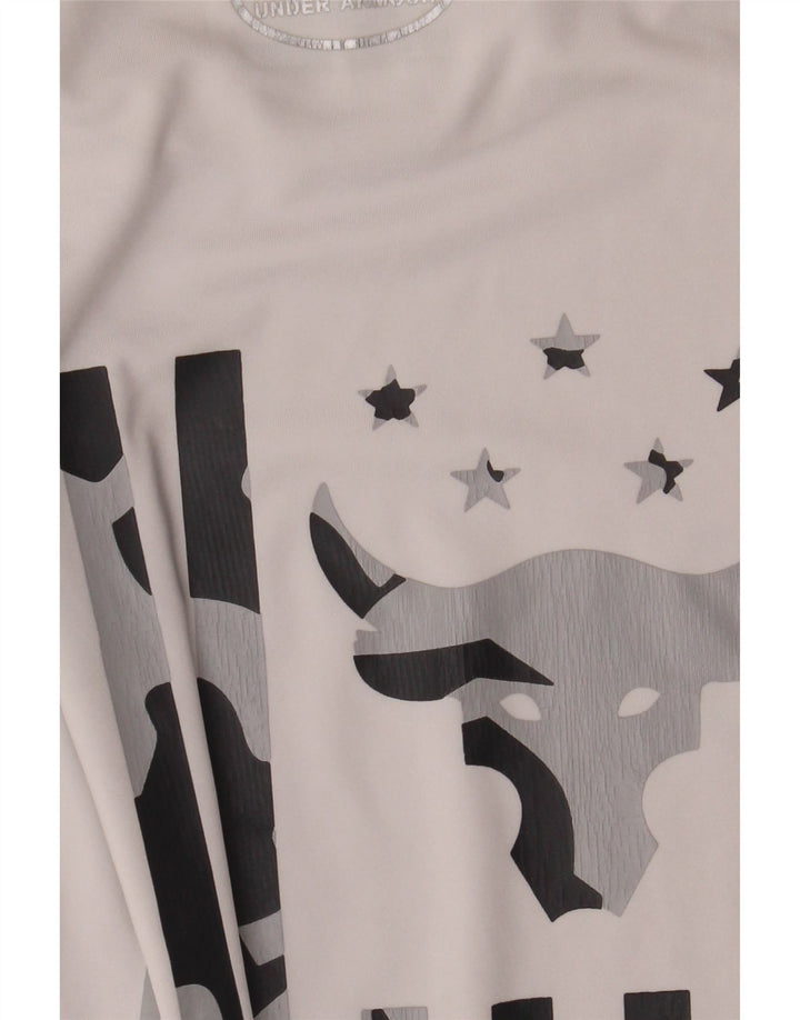 T-shirt grafica da uomo Under Armour Heat Gear Top in poliestere bianco medio