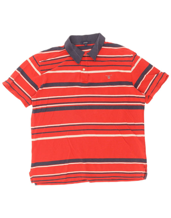 Gant Mens Rugby Polo Shirt 2XL Red Striped Cotton