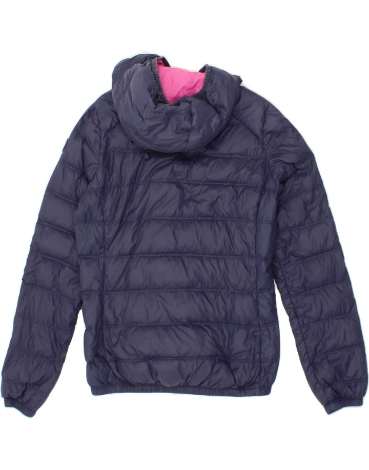 MISTRAL Womens Hooded Padded Jacket UK 14 Medium Navy Blue Polyamide Vintage Mistral and Second-Hand Mistral from Messina Hembry 