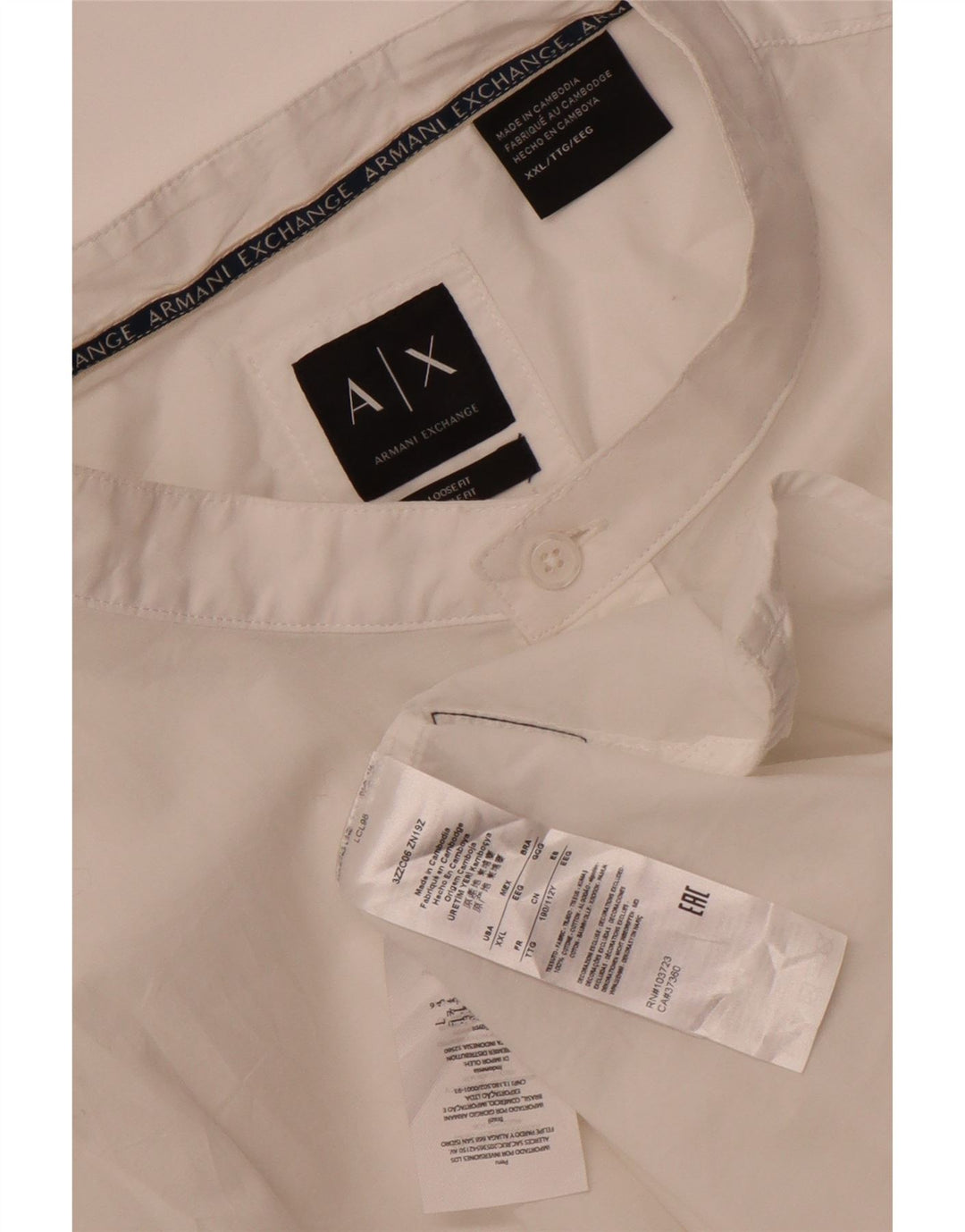 Camicia ampia da uomo Armani Exchange 2XL cotone bianco