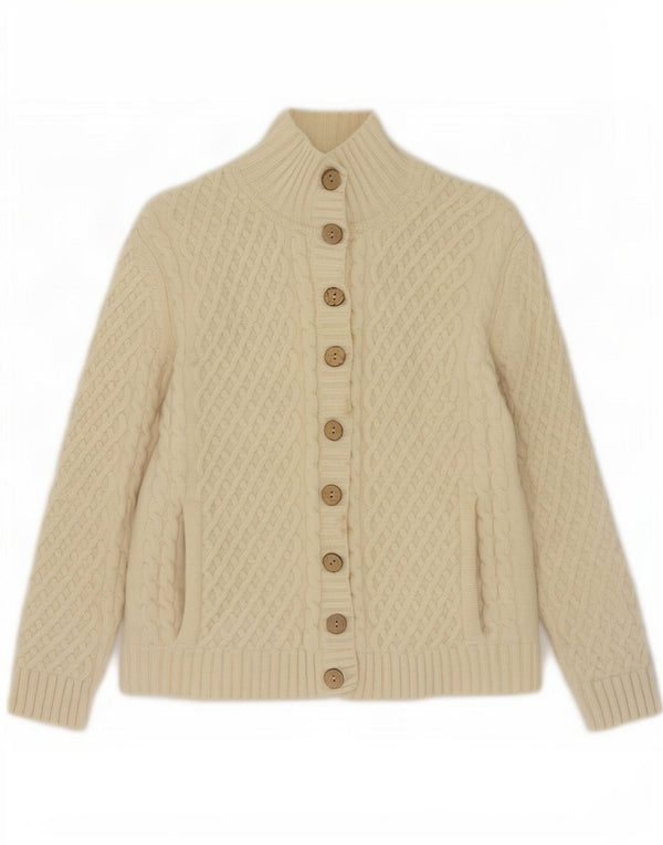 Maglione cardigan da donna Carraig Donn UK 10 Small Off White New Wool