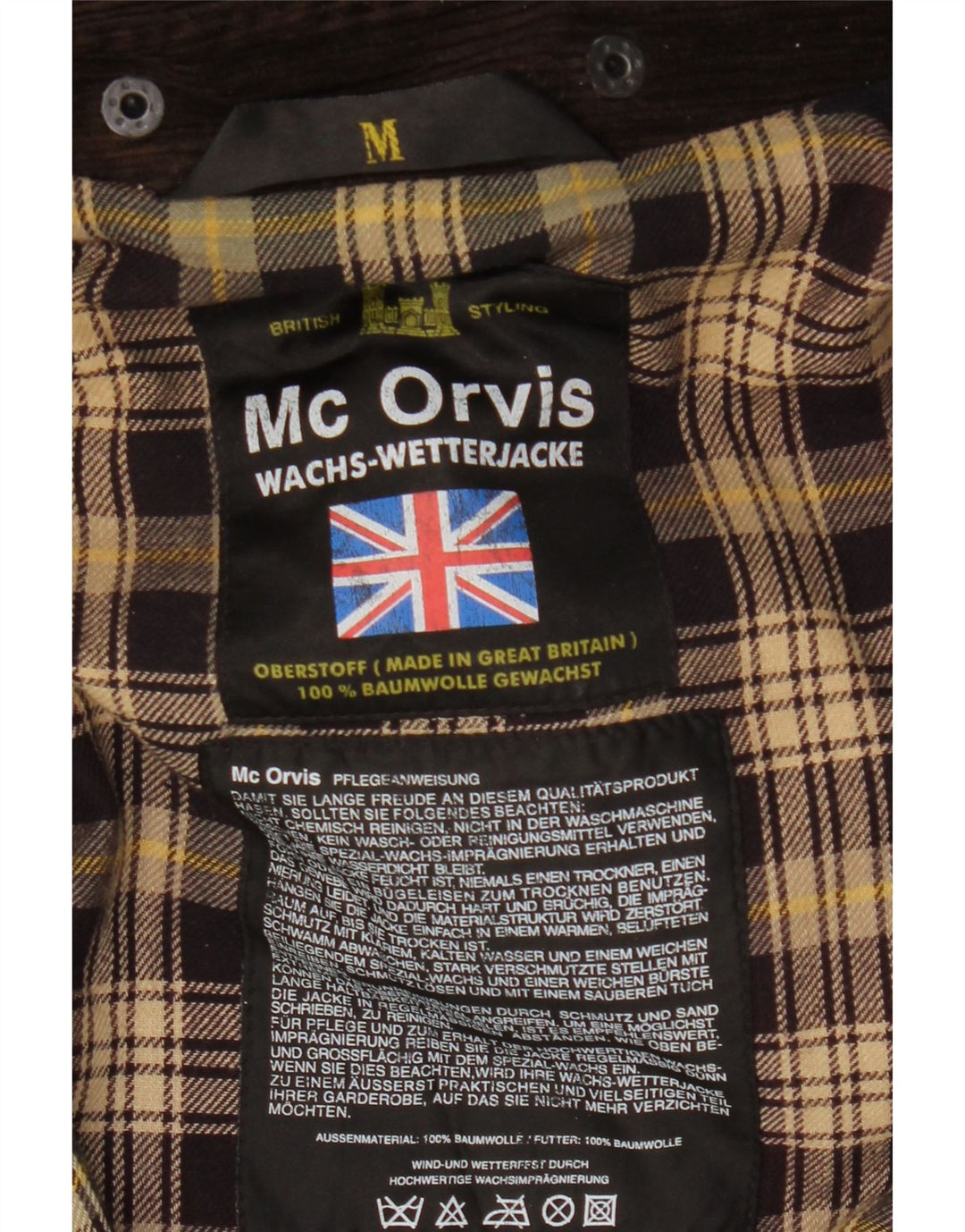 MC ORVIS Giacca cerata da uomo con vestibilità ampia con cappuccio UK 38 Cotone kaki medio
