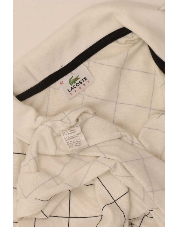 Polo senza maniche da donna Lacoste taglia 42 grande cotone bianco a quadri