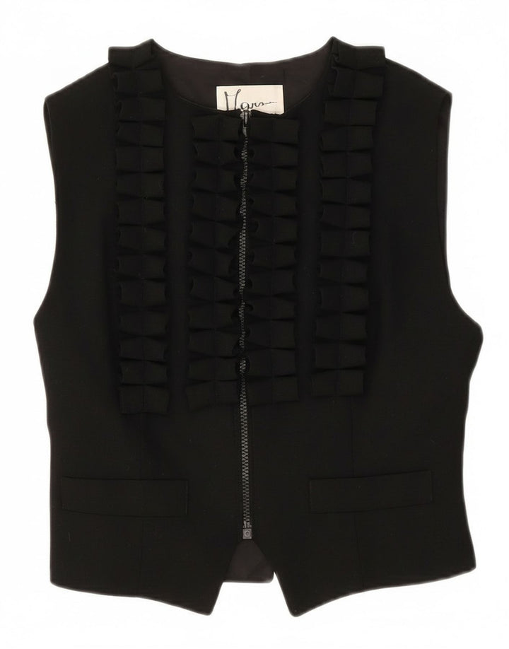 Gilet da donna vintage UK 16 piccolo in lana nera