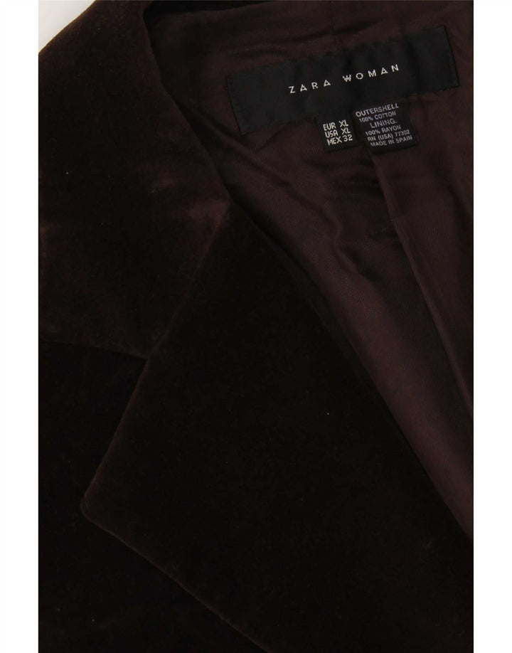 Giacca blazer in velluto da donna a 2 bottoni Zara UK 18 XL cotone marrone