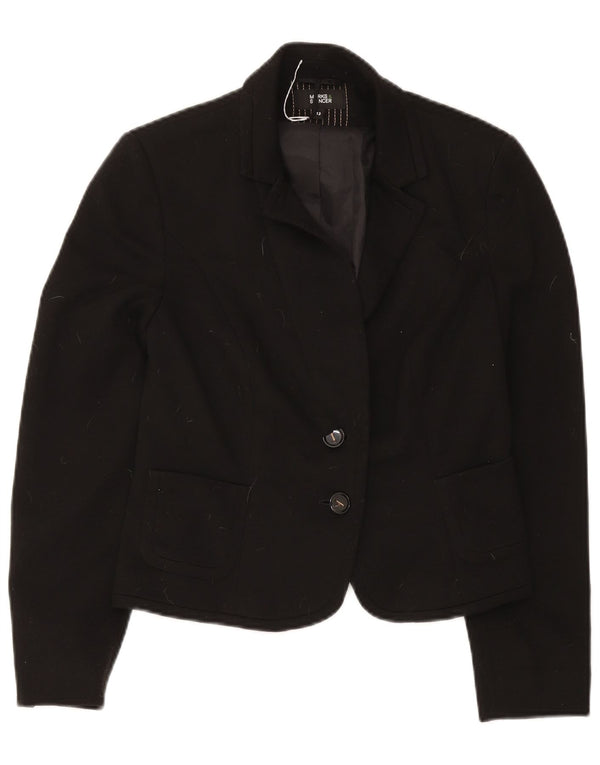 Giacca blazer a 2 bottoni Marks & Spencer da donna UK 12 poliestere nero medio
