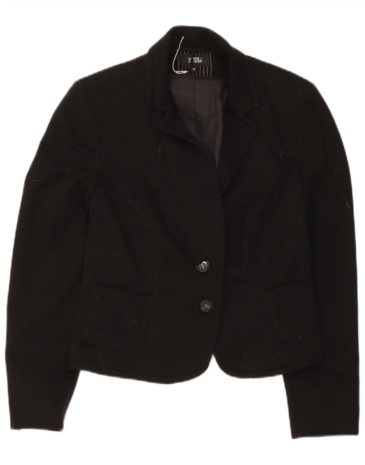 Giacca blazer a 2 bottoni Marks & Spencer da donna UK 12 poliestere nero medio