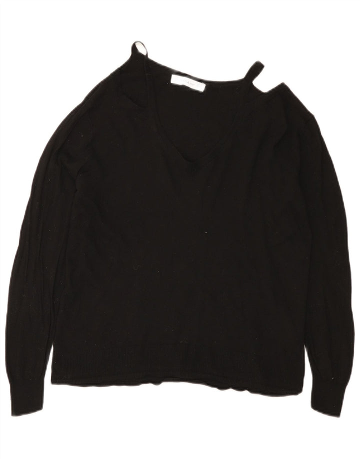 Maglione Zara da donna con scollo a V UK 12 viscosa nera media