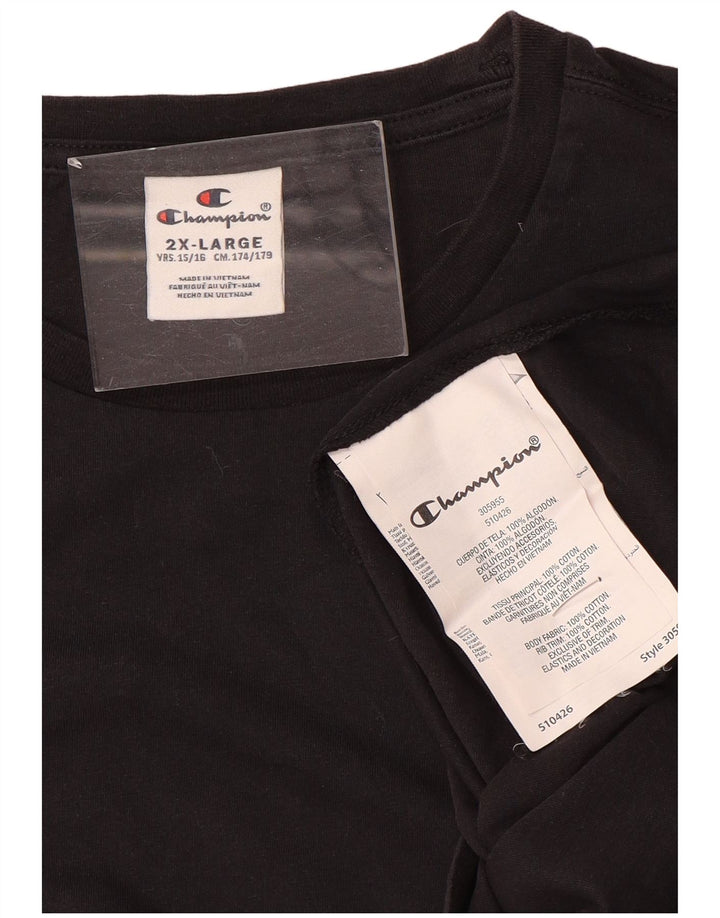 Maglietta Champion da ragazzo, 15-16 anni, 2XL, cotone nero