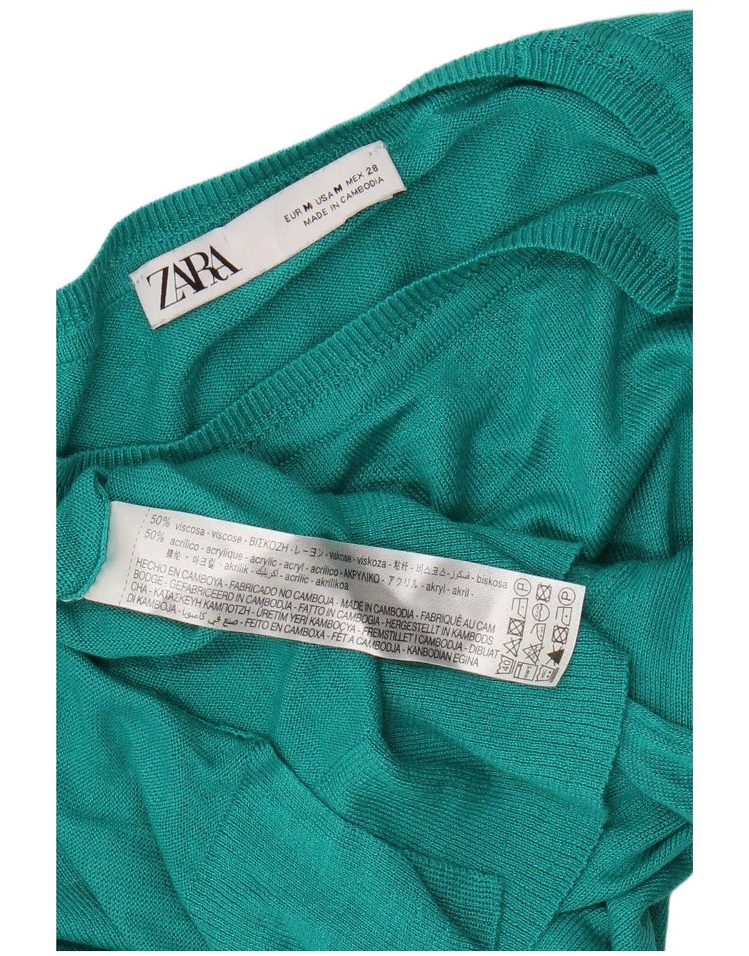 Maglione Zara da donna con scollo a barca UK 14 Viscosa turchese medio