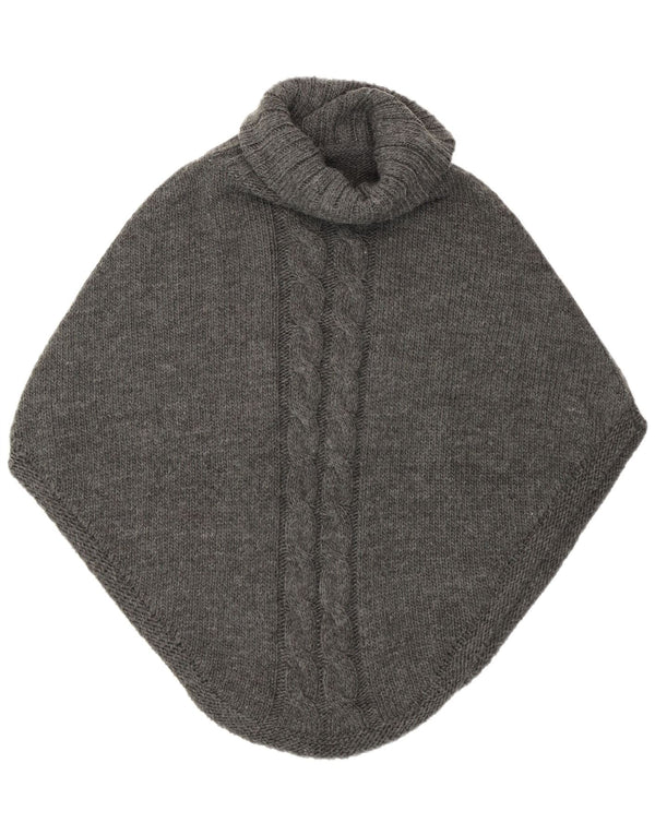 Maglione poncho vintage da donna taglia unica grigio