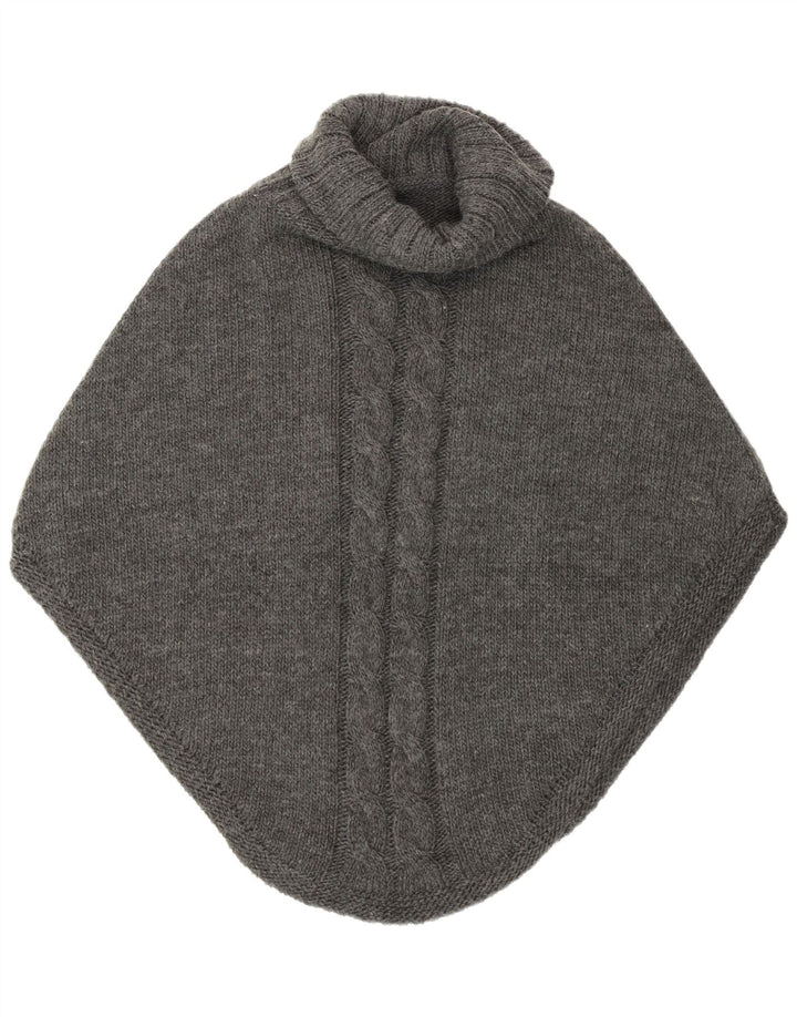 Maglione poncho vintage da donna taglia unica grigio