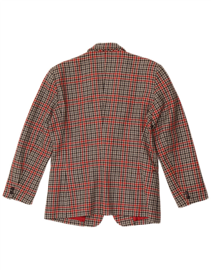 Giacca blazer vintage da uomo a 1 bottone UK 38 lana pied de poule rossa media