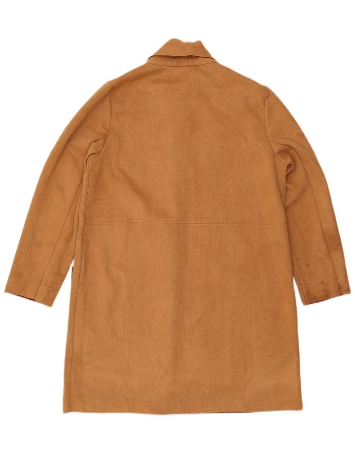 Maglione cardigan lungo da donna Zara UK 16 grande poliestere marrone