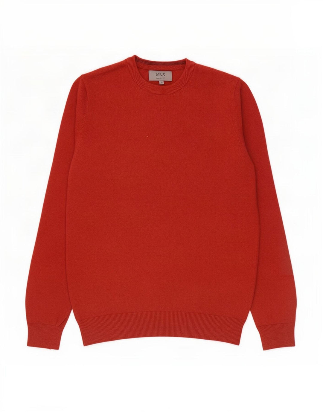 Maglione maglione girocollo da uomo Marks & Spencer piccolo cotone arancione