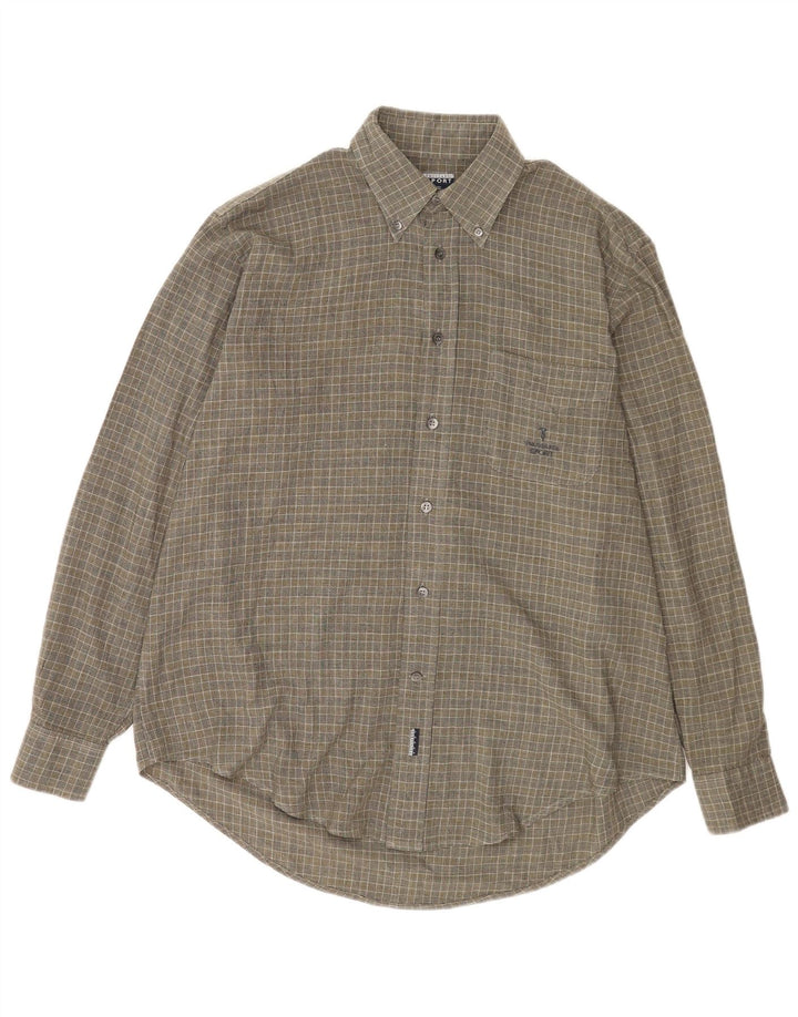 Camicia Trussardi Uomo Large Pied De Poule Verde Acrilico