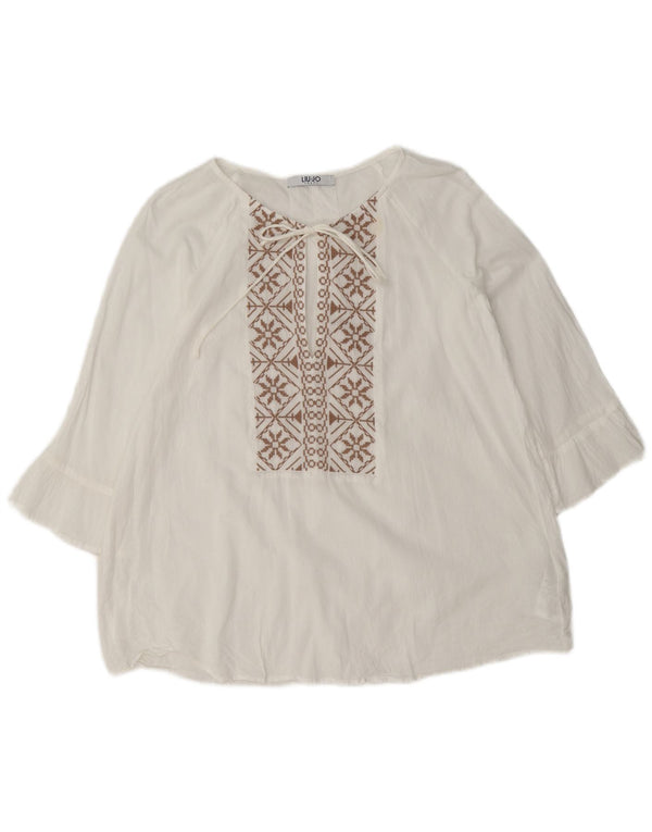 Camicetta da donna con maniche a 3/4 Liu Jo IT 40 Small Cotone Fair Isle bianco