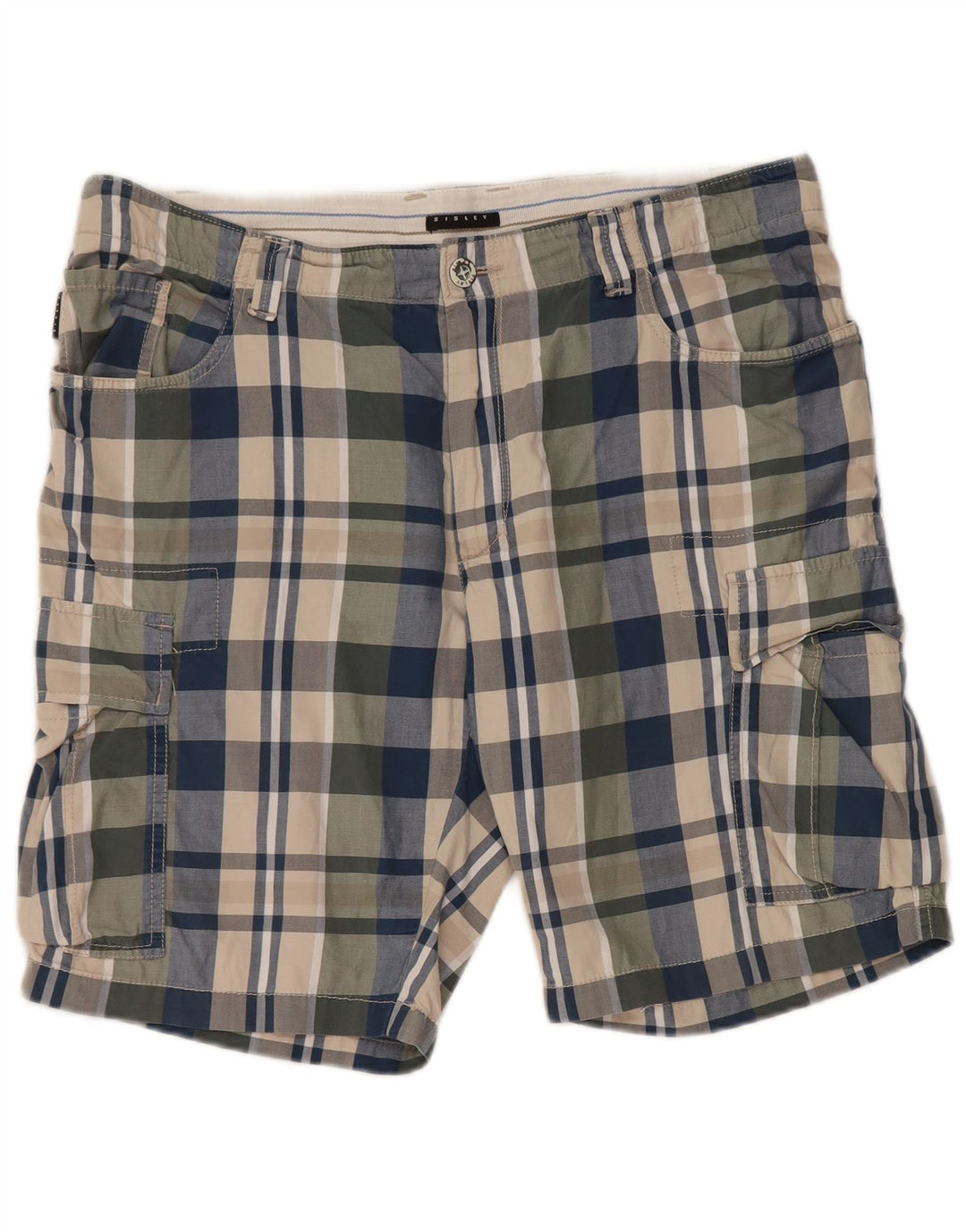 Pantaloncini cargo da uomo Sisley IT 50 Large W36 in cotone a quadri multicolore