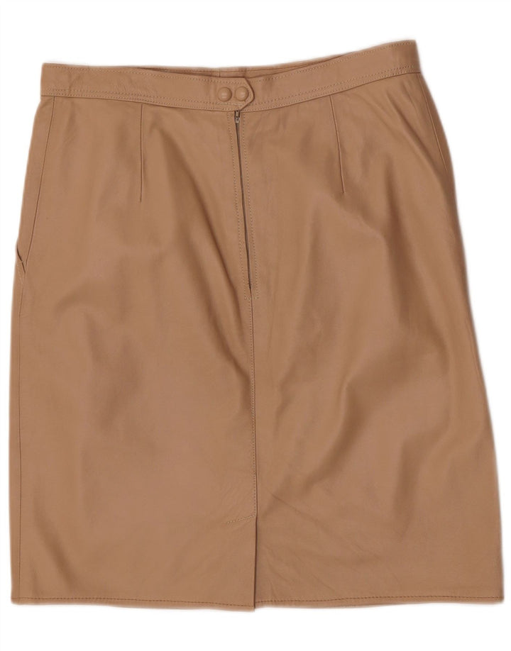 Gonna in pelle vintage da donna W32 beige medio