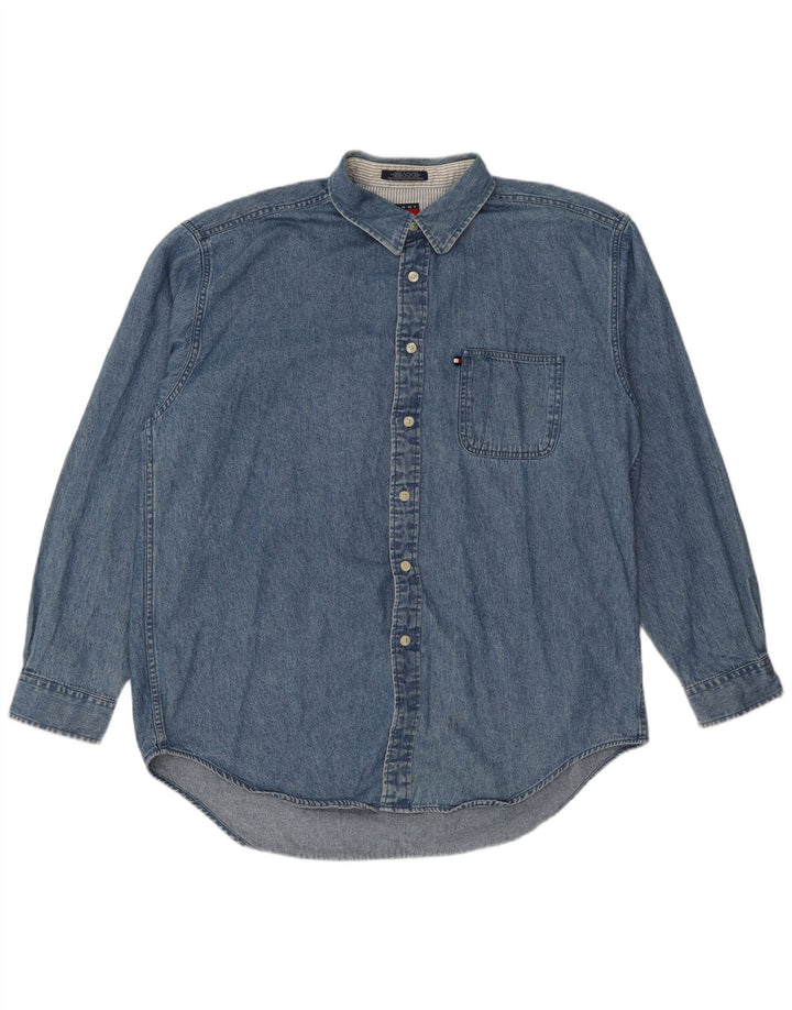 Camicia di jeans da uomo Tommy Hilfiger XL in cotone blu