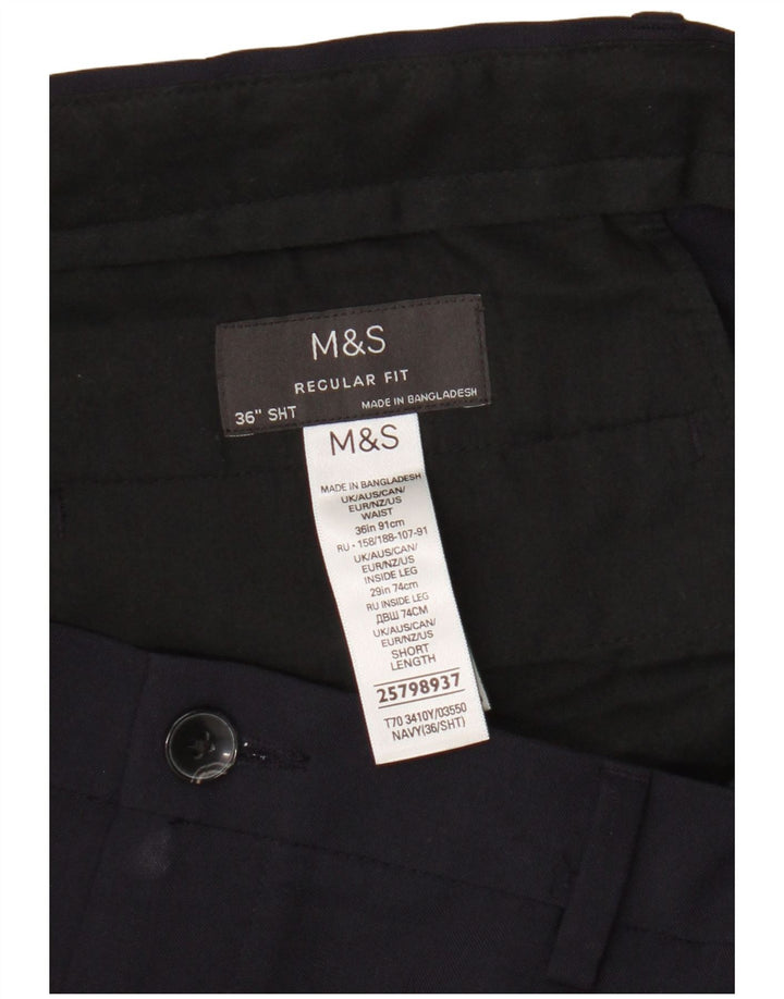 Pantaloni chino vestibilità regolare da uomo Marks & Spencer W36 L29 poliestere blu navy