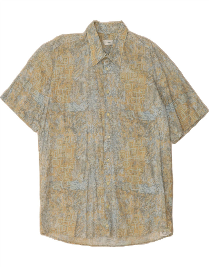 CANDA Mens Abstract Pattern Shirt Size 43/44 17-17 1/2 XL Grey Vintage Canda and Second-Hand Canda from Messina Hembry 
