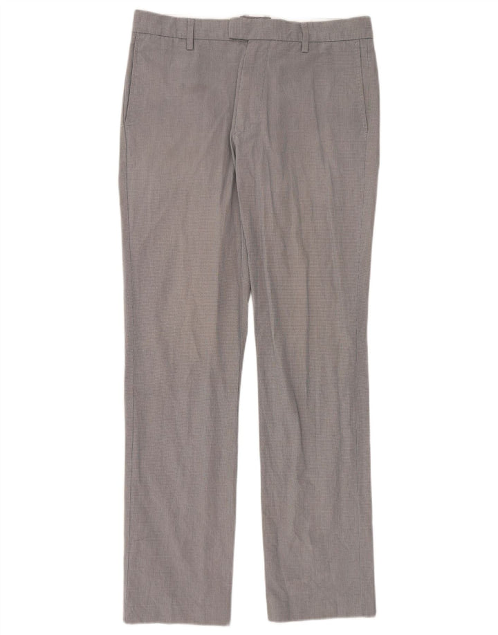 Pantaloni da abito dritti da uomo Dockers W32 L34 in cotone a quadri grigi