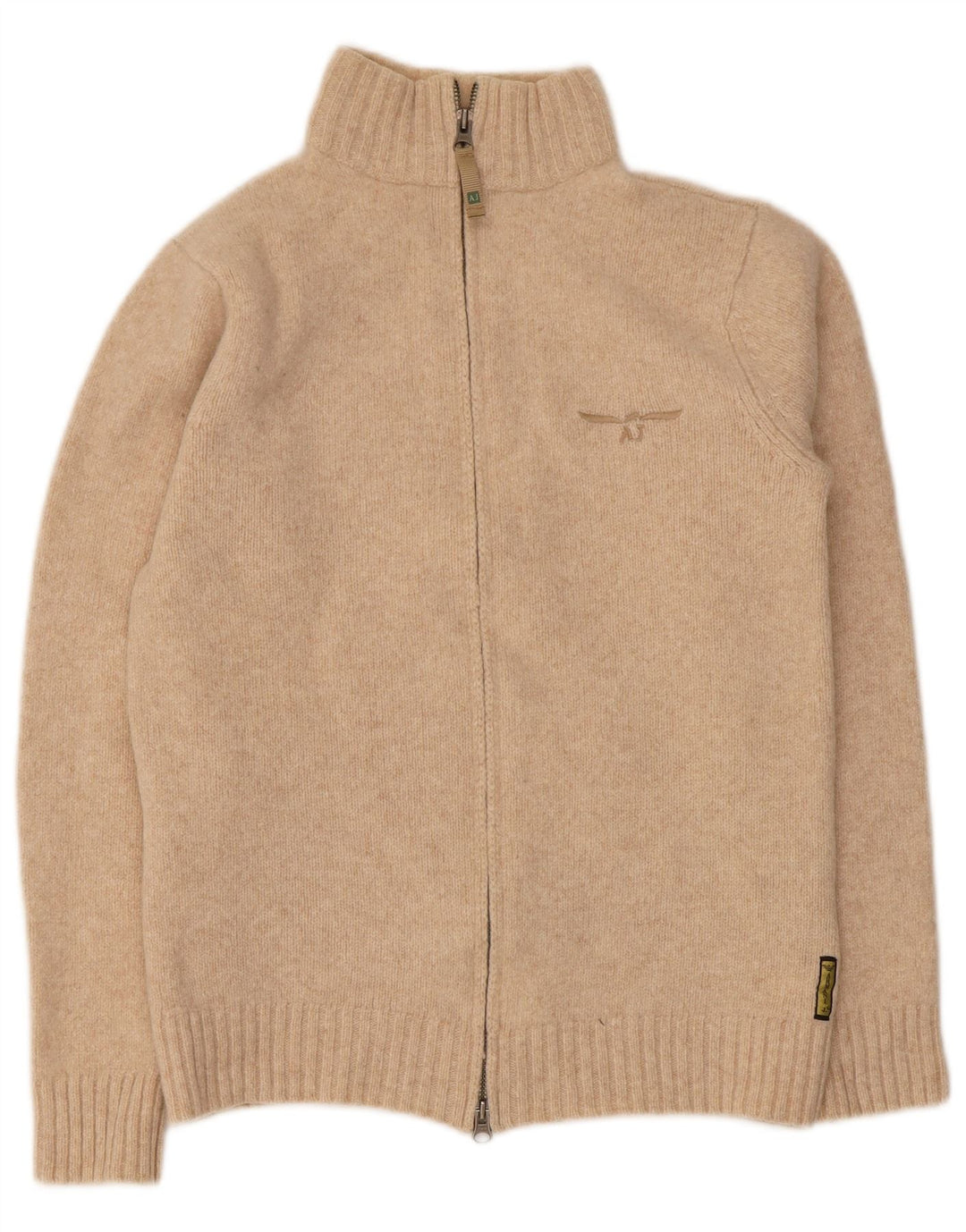 Maglione cardigan da donna Armani UK 12 Lana vergine beige medio