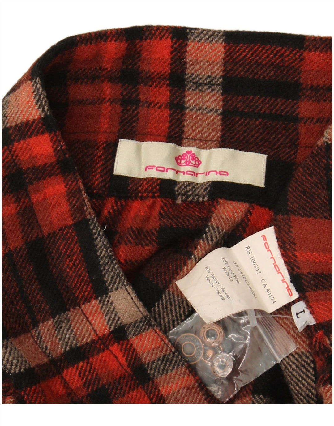 FORNARINA Gonna a palloncino da donna grande W34 in lana a quadri multicolore