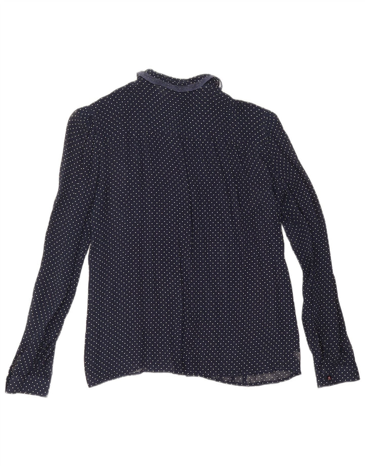Blusa Camicia Vintage da Donna IT 46 Large in Viscosa Maculata Blu Navy