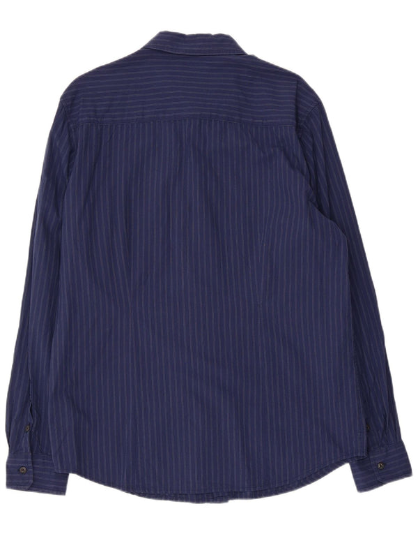 Camicia slim da uomo Wrangler XL in cotone a righe blu navy