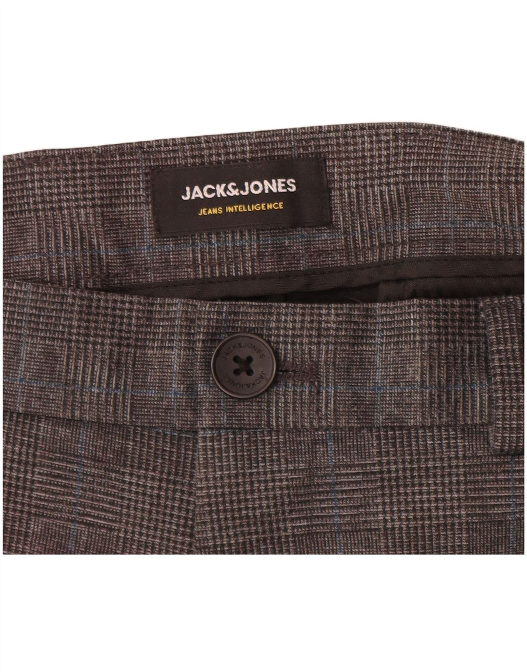 Pantaloni chino slim da uomo Jack & Jones W32 L34 poliestere pied de poule grigio