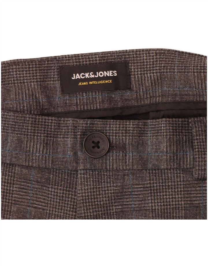 Pantaloni chino slim da uomo Jack & Jones W32 L34 poliestere pied de poule grigio
