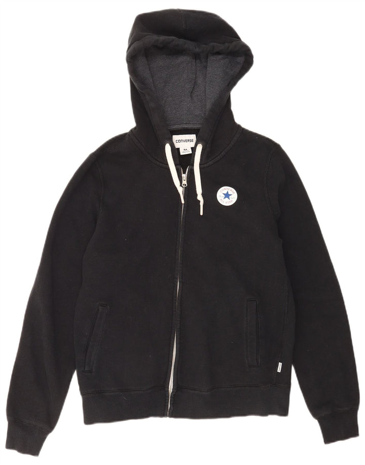Maglione con cappuccio e zip da donna Converse UK 14 cotone nero medio