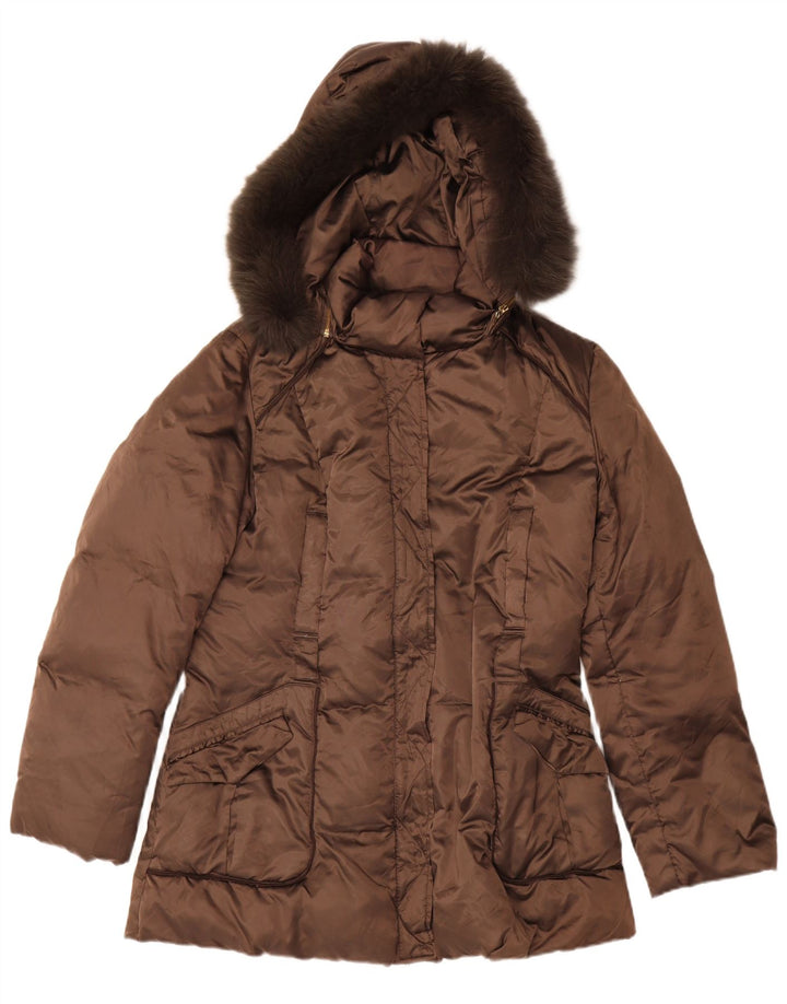 Piumino Donna Trussardi con Cappuccio IT 46 Large Marrone Poliestere