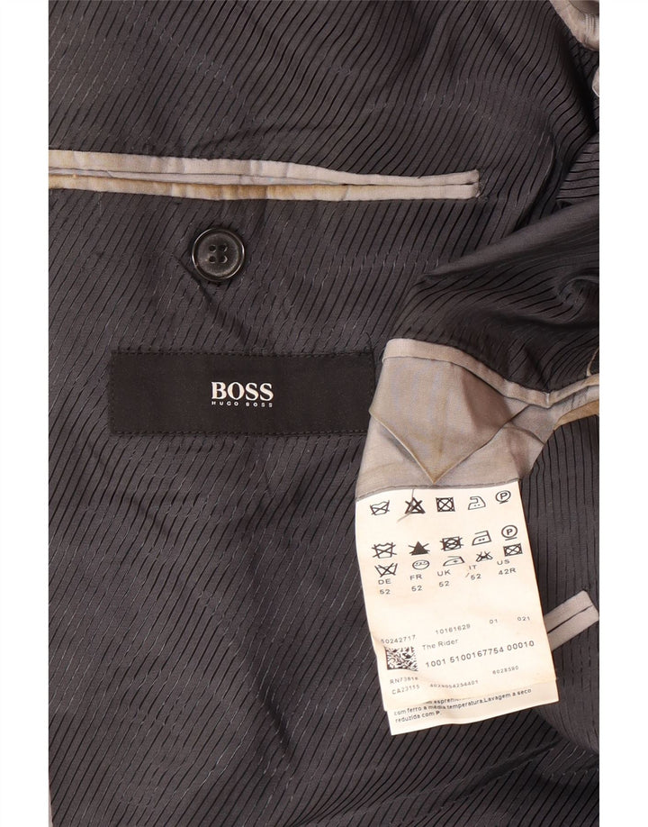 Giacca blazer da uomo a 2 bottoni Hugo Boss EU 52 XL lana grigia