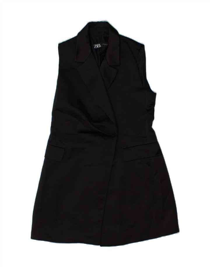 ZARA Womens Longline Gilet UK 12 Medium Black Polyester Vintage Zara and Second-Hand Zara from Messina Hembry 