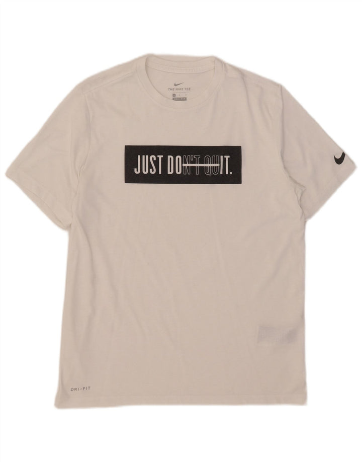 T-shirt grafica Nike Dri Fit da uomo in cotone bianco medio