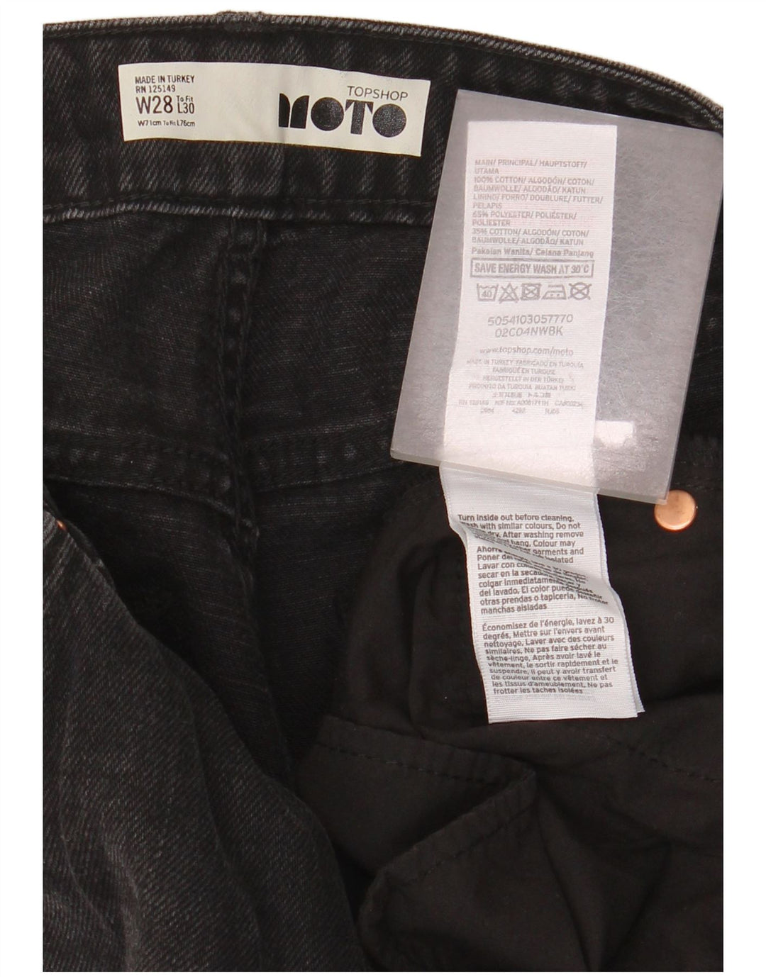 TOPSHOP Jeans da donna a gamba larga W28 L23 poliestere nero