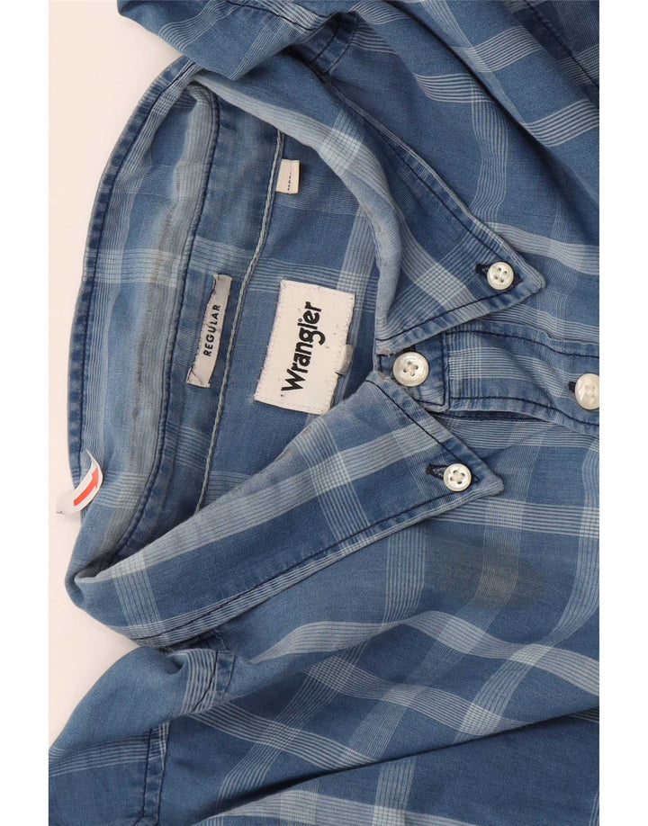 Camicia Wrangler da uomo vestibilità regolare XL in cotone a quadri blu