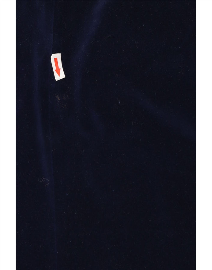 Giacca blazer vintage da uomo in velluto a 2 bottoni IT 46 piccola in cotone blu navy