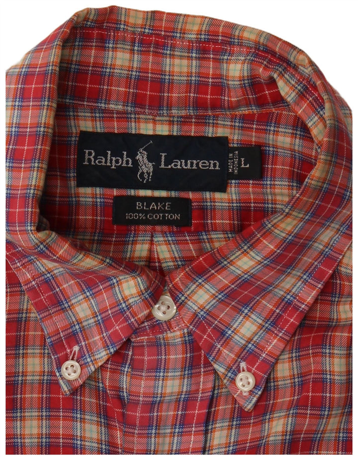 RALPH LAUREN Camicia da uomo in flanella dal taglio ampio Blake, cotone a quadri rossi grandi