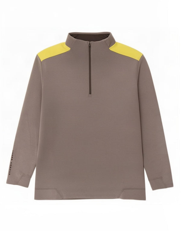 Under Armour Uomo Cold Gear Pullover Tuta Top 2XL Grigio Colourblock