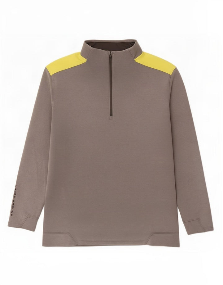 Under Armour Uomo Cold Gear Pullover Tuta Top 2XL Grigio Colourblock
