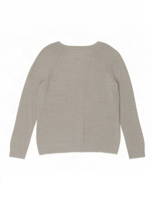Gap maglione da donna con scollo a V UK 18 XL cotone chiazzato grigio